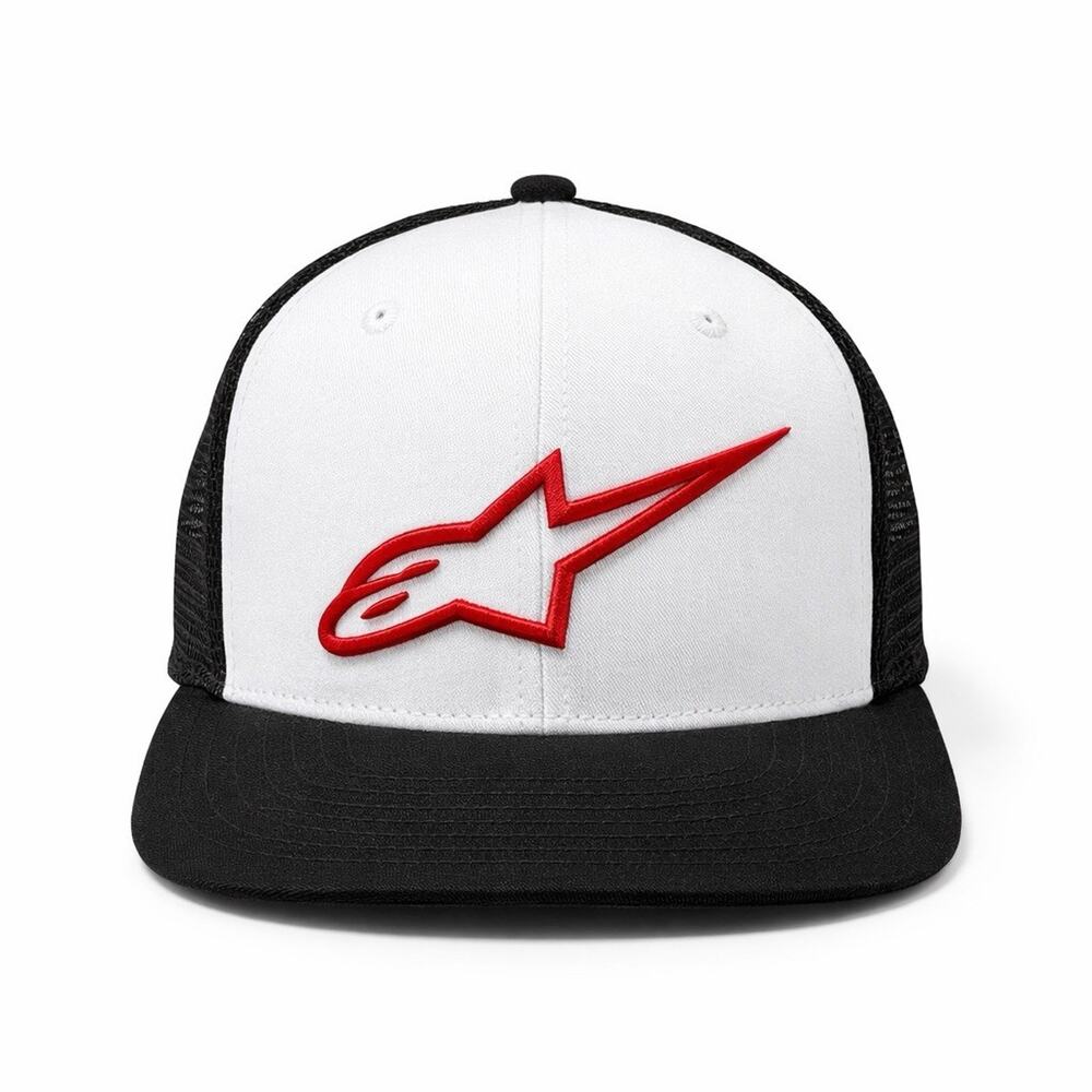 Alpinestars Corp Trucker Hat White Black Snapback Flat Peak One Size NWT